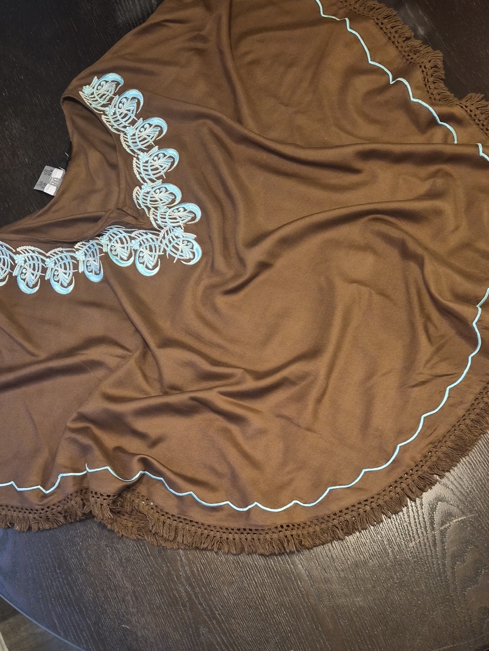 Brown/Light Blue Embroidered Cover